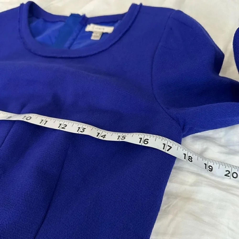 J. Crew‎ Double Face 100% Wool Teddie Dress Womens 6 Royal Blue Preppy Cocktail